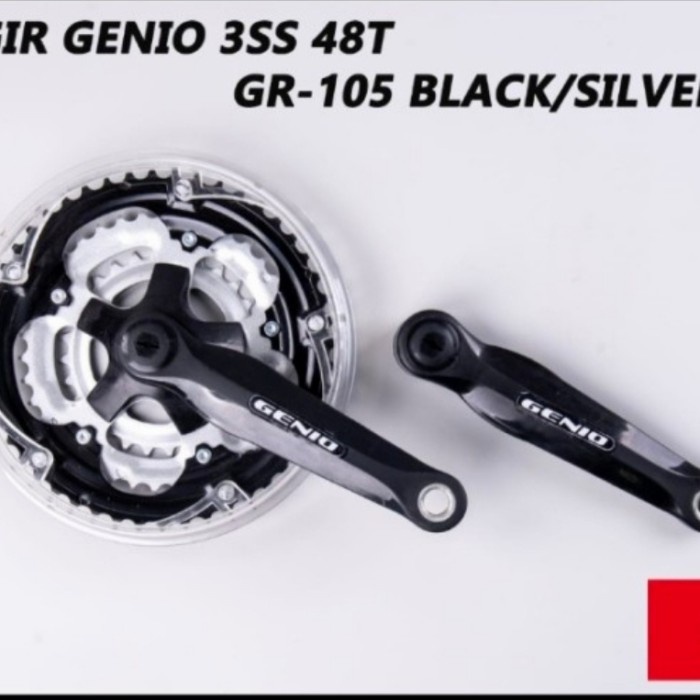 Crank Mtb Genio 48T 3 Susun Hitam Crank Set Sepeda