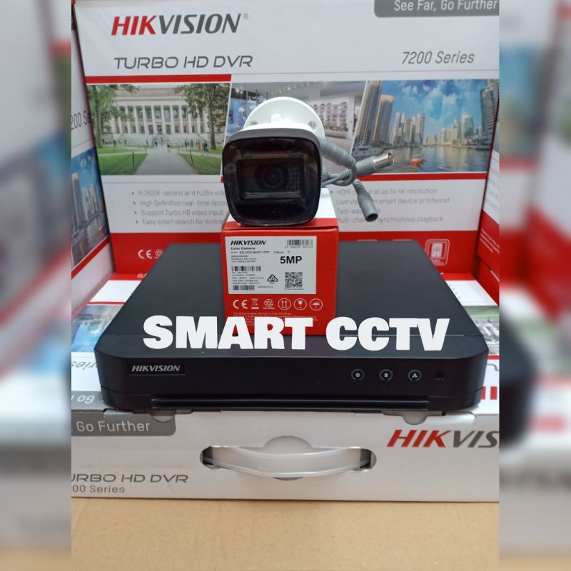 PAKET CCTV HIKVISION 5MP 4 CHANNEL 1 KAMERA NON AUDIO / AUDIO GARANSI RESMI 2 TAHUN