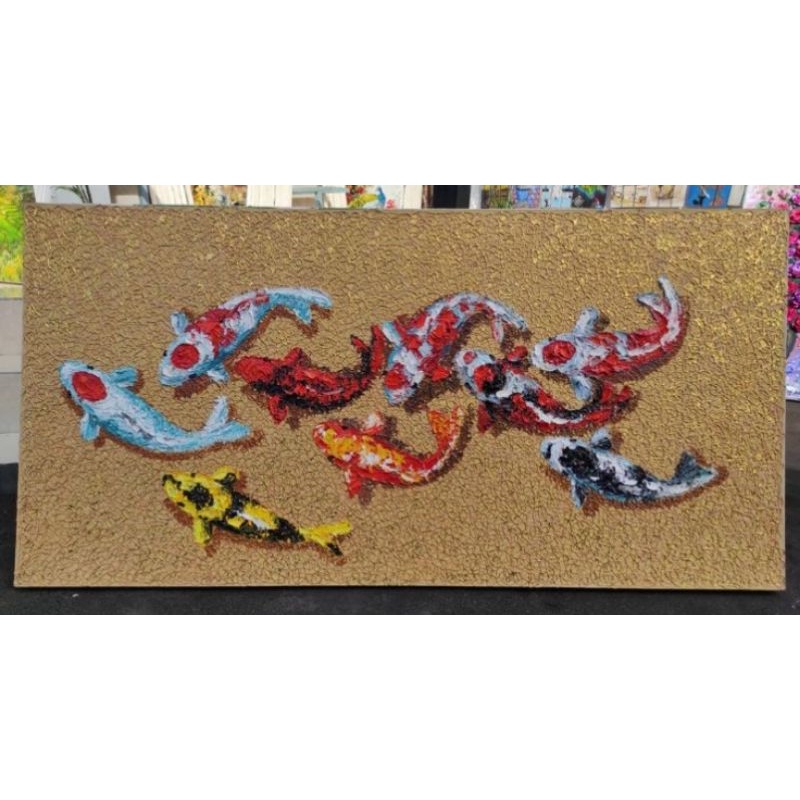 LUKISAN TANGAN IKAN KOI TEXTURE PALET 9 IKAN FENGSUI