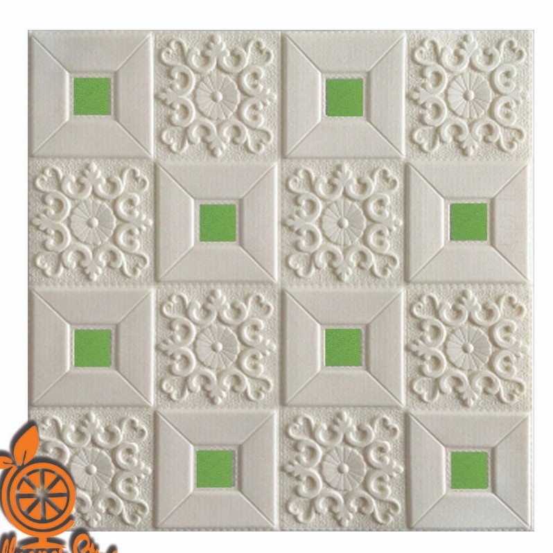 Wallpaper Dinding Foam Batik Wallsticker Size 35 x 70 cm Waterproof Stiker Dinding Emboss HOME WALLPAPER SHOP-BTK003-HIJAU-35X70CM