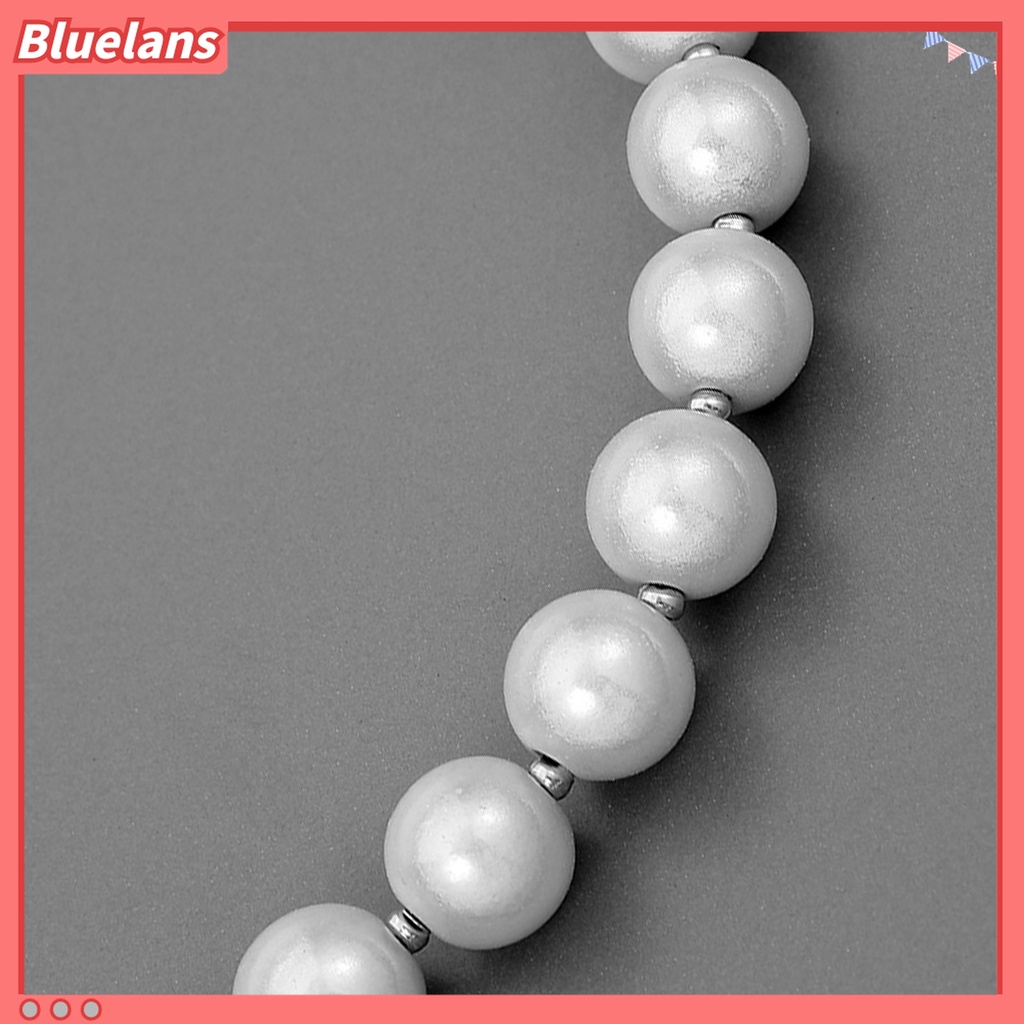 Kalung Choker Bahan Stainless Steel Polished Aksen Mutiara Imitasi Untuk Pria