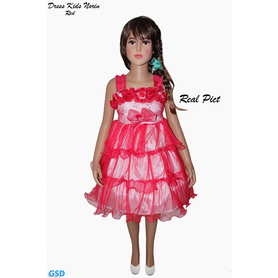 Dress Kids Norin/Baju Pesta Anak/Baju Anak Model Terbaru/Brukat Kasual/Dress Bayi Perempuan 3-5 Thn