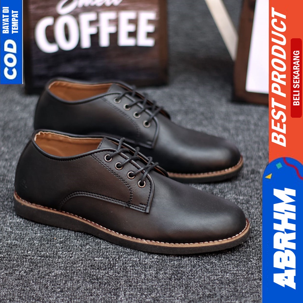 Sepatu Formal Pantopel Kerja Hitam Pria Original ABRHM CASPIAN