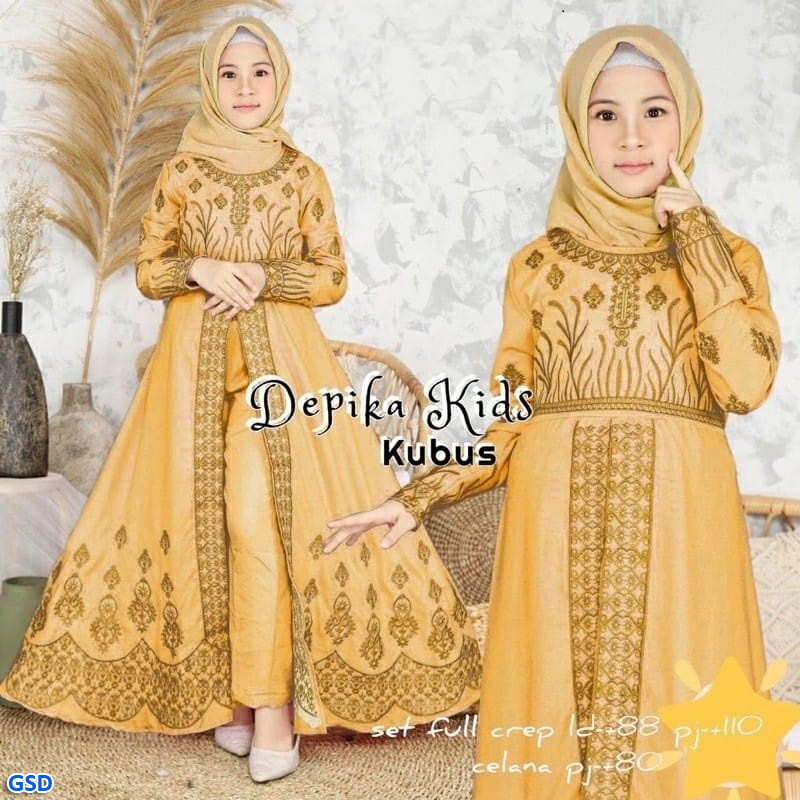 Depika Kids/Baju Muslim Anak Full Bordir/ Gamis Anak 6 - 8 Tahun/fashion Muslim Best Seller