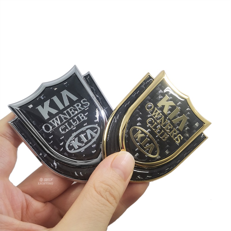 1pc Stiker Emblem Logo KIA Owners Club Bahan Metal Carbon Fiber Untuk Dekorasi Mobil