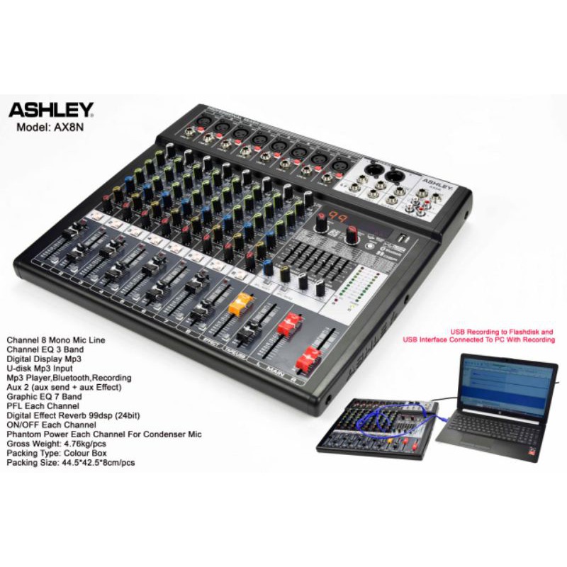 MIXER ASHLEY 8 CHANNEL AX8N ORIGINAL