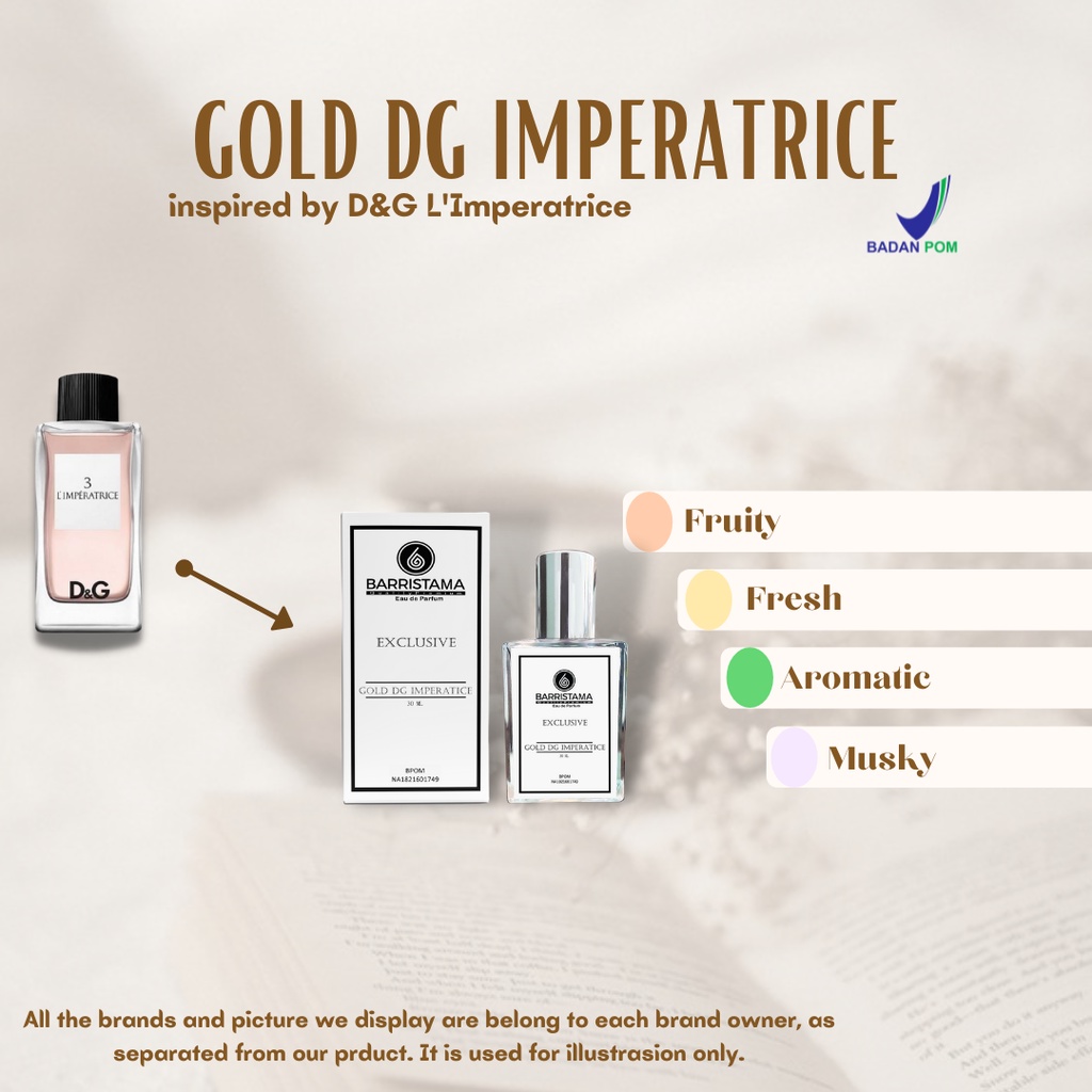 BARRISTAMA Gold DG Imperatice Parfume - Inspired by D&amp;G L'Imperatrice - BPOM