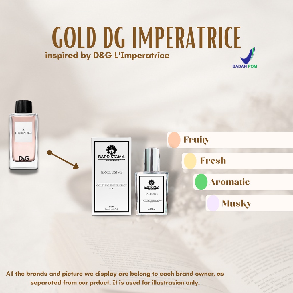 BARRISTAMA Gold DG Imperatice Parfume - Inspired by D&amp;G L'Imperatrice - BPOM