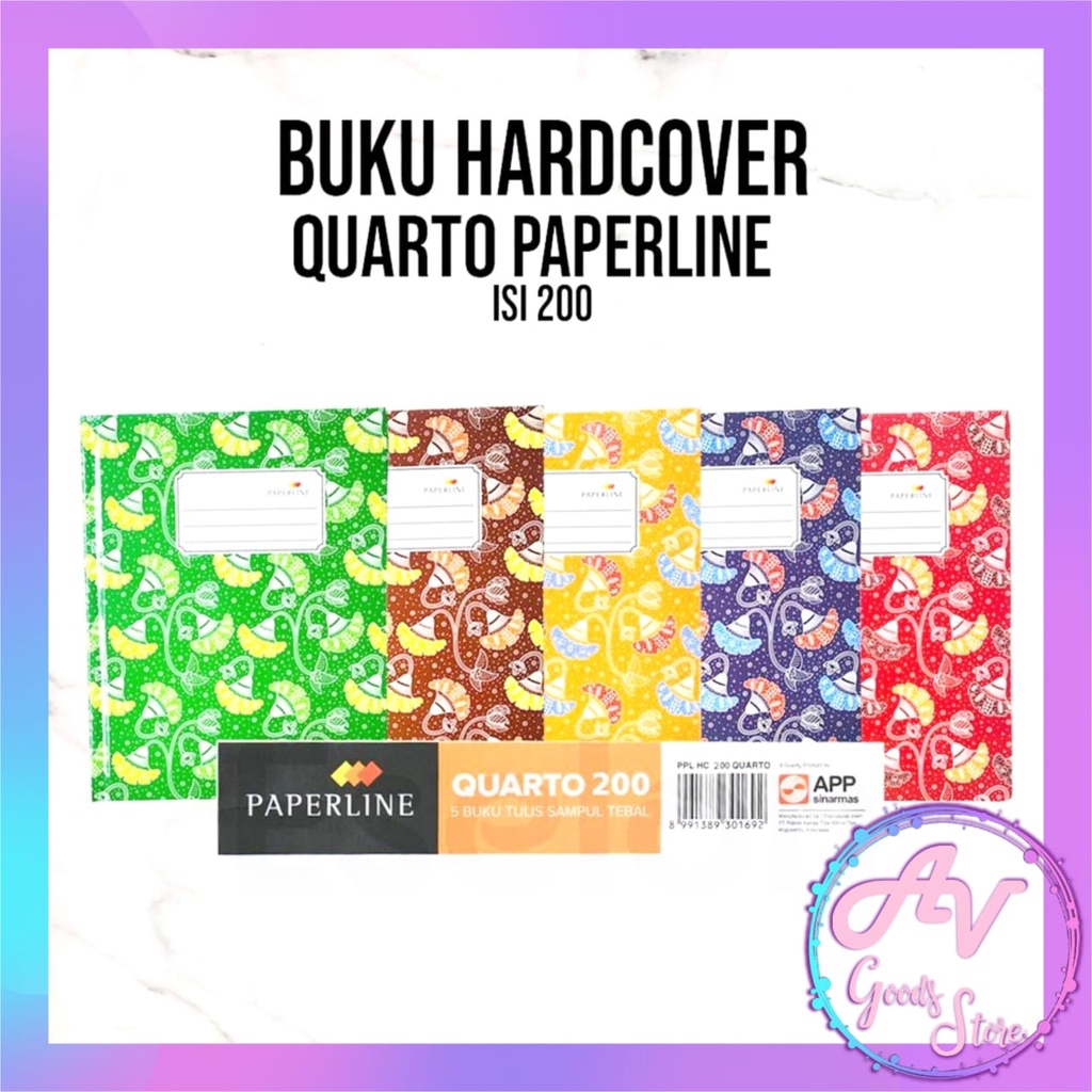 

Buku Tulis Hardcover Quarto Paperline 200 lembar / Buku Hard Cover Kuarto Kwarto 200 lbr