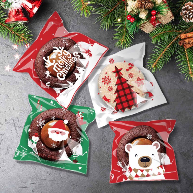 PLASTIK OPP COOKIES NATAL 10x10CM PACKAGING HAMPERS MERRY CHRISTMAS