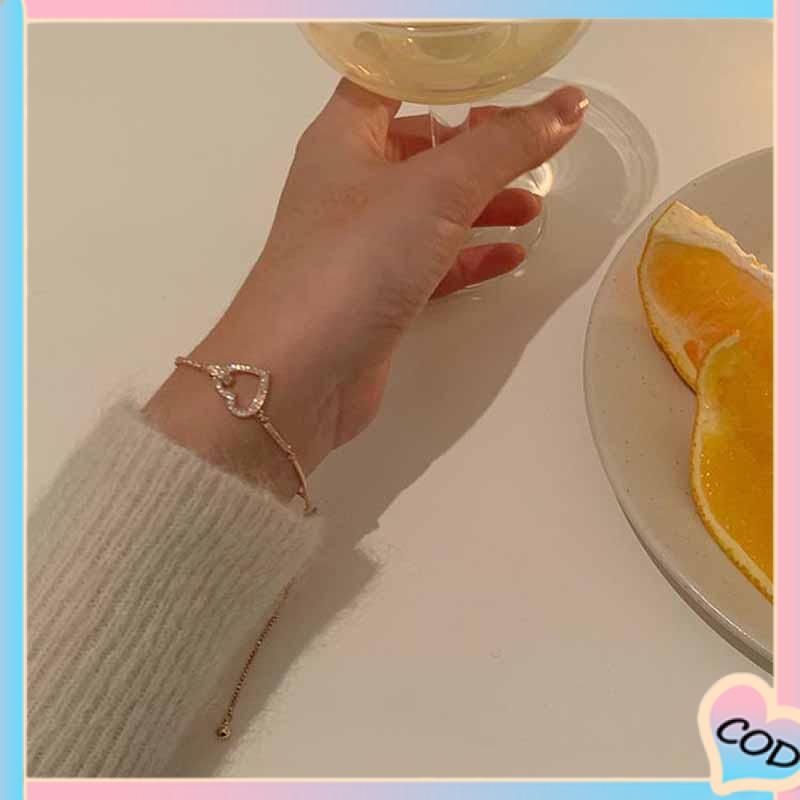 COD❤️ Gelang Liontin Bentuk Hati Wanita Mahasiswa Pacar Hadiah Perhiasan Sederhana-A.one