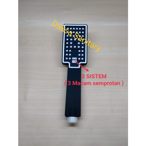 Hand Shower Kotak ( Minimalis ) 3 sistem HITAM komplit set