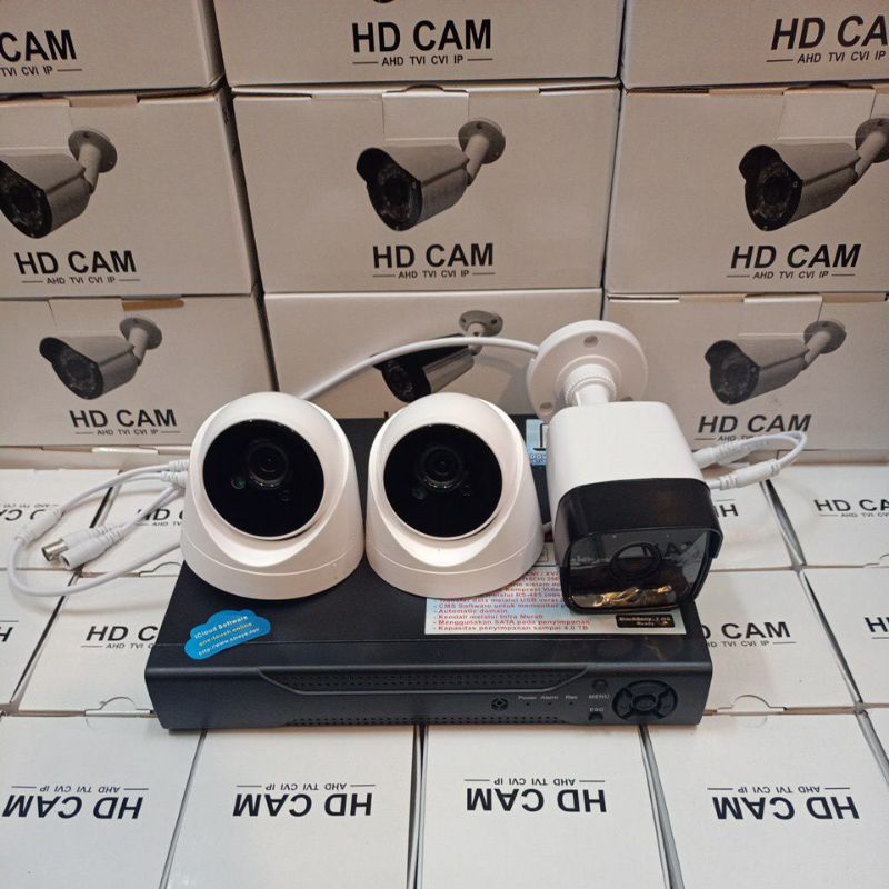 Paket Cctv 4 Channel 3 Kamera 4mp Komplit Tinggal Pasang