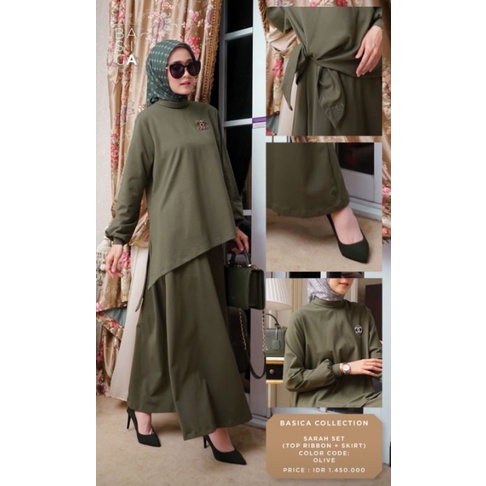 One set Basica By AyuDyahAndari (Sarah set) size SM Olive Green