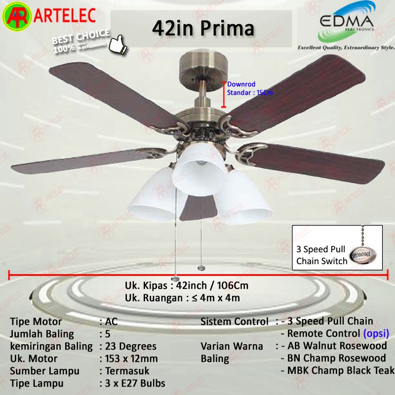 Kipas Angin Gantung MT EDMA 42in PRIMA Kipas Angin Bagus Kipas Angin Plafon MT edma