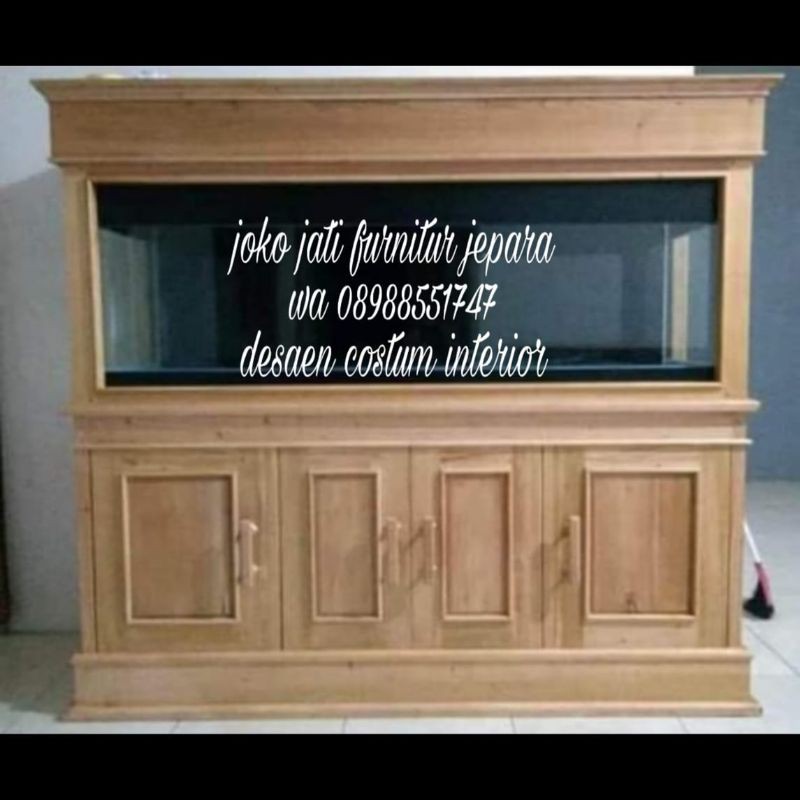 meja akuarium minimalis kayu jati