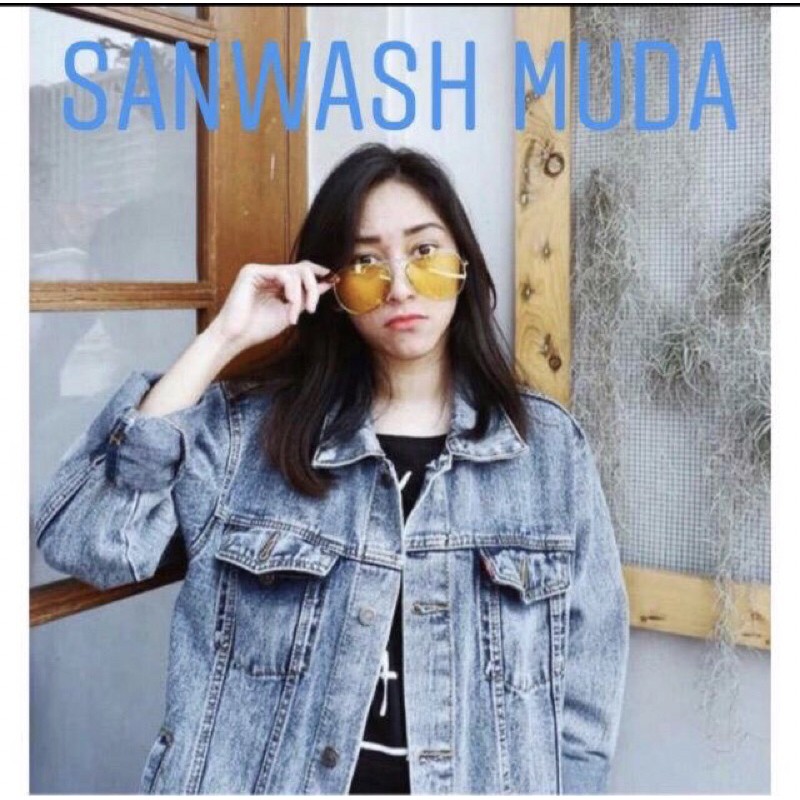 Jaket Jeans Jumbo Snow Black Premium Quality-Sanwash Muda