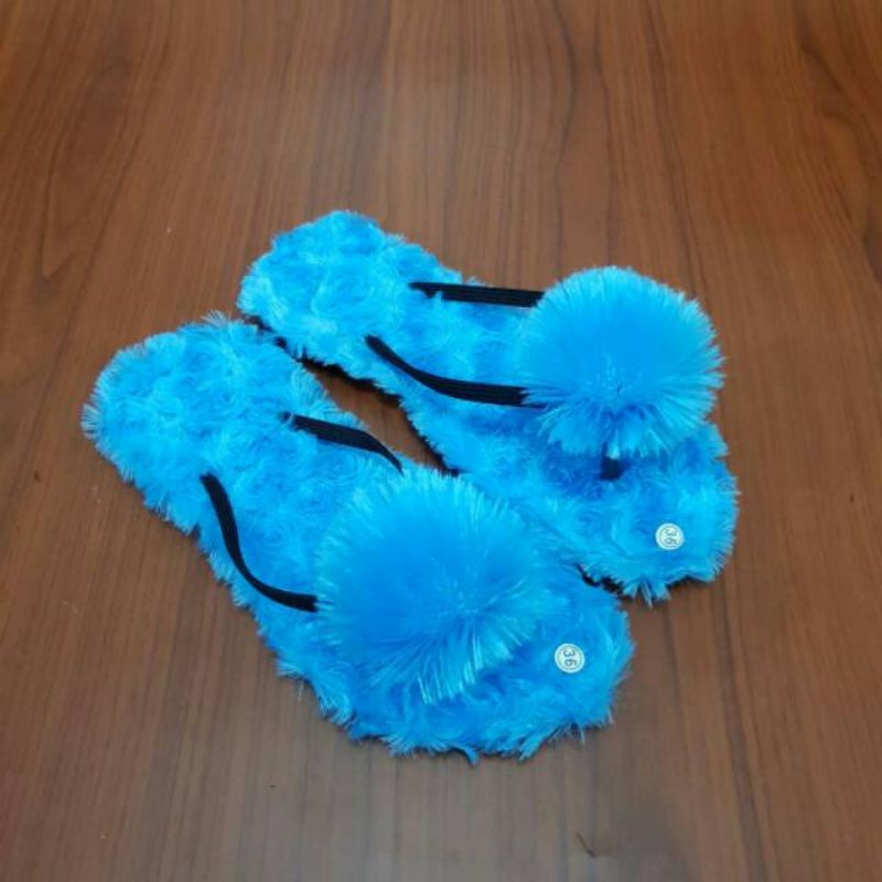 JB- Sandal jepit Bulu Pompom Terlaris