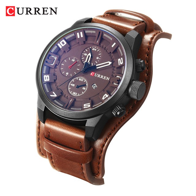 CURREN 8225 Jam Tangan Pria Analog Tali Kulit Chronograph Tidak Aktif WATCHKITE WKOS