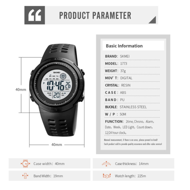Jam Tangan Digital SKMEI 1773 Sports Anak Wanita Boy Size Rubber