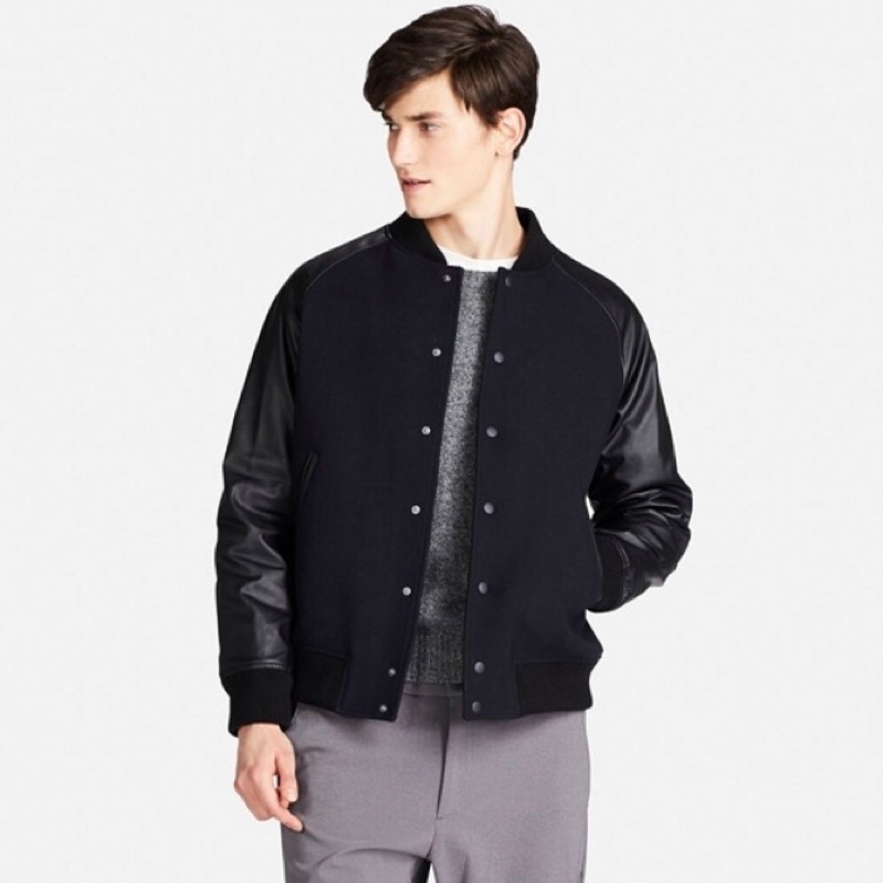 Jaket Varsity Wool + Leather by Uniqlo Varsity Jacket