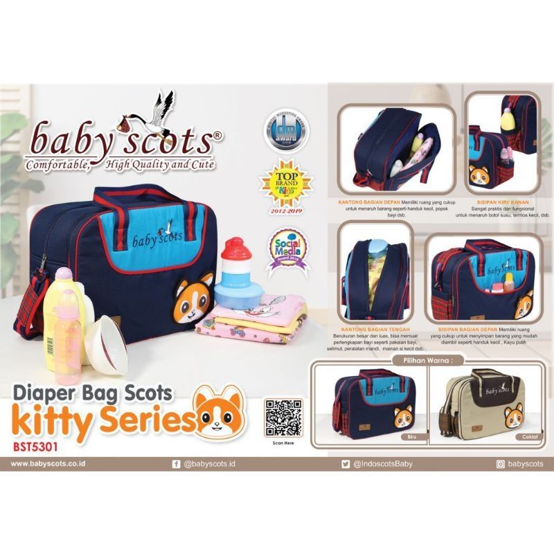 Tas Bayi Besar Baby Scot Kitty Series Murah / Baby Diaper Bag / Tas Perlengkapan Bayi Baru Lahir