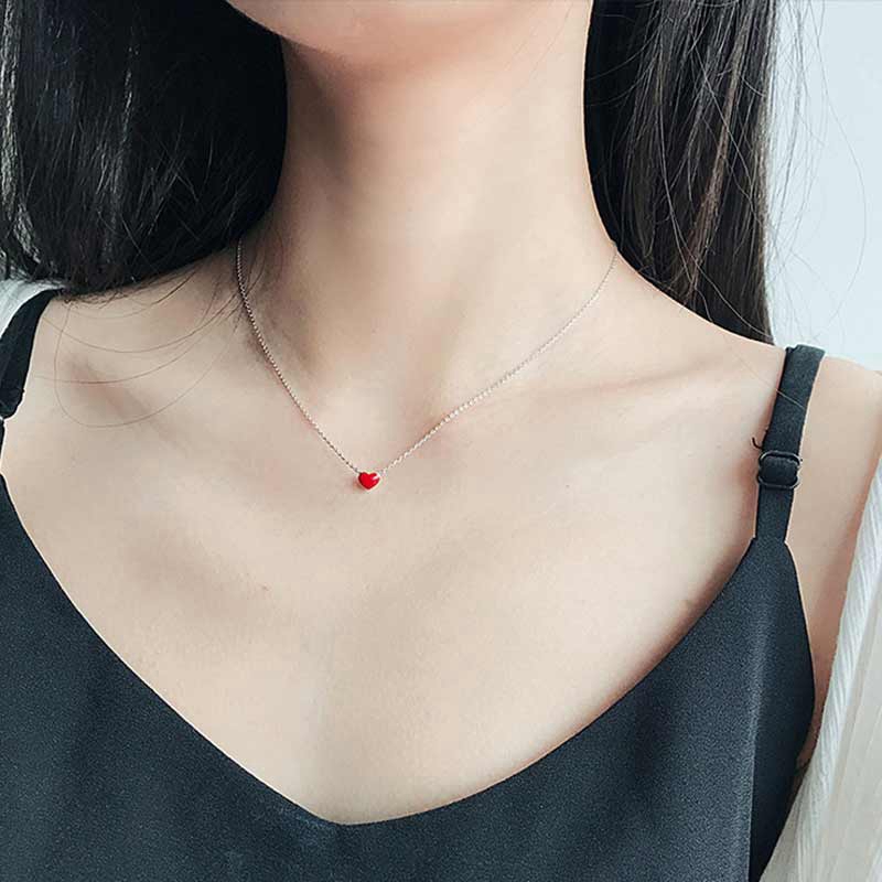 Korean Style Short Heart-shaped Clavicle Chain Temperament Fashionable Girl's Necklace Pendant