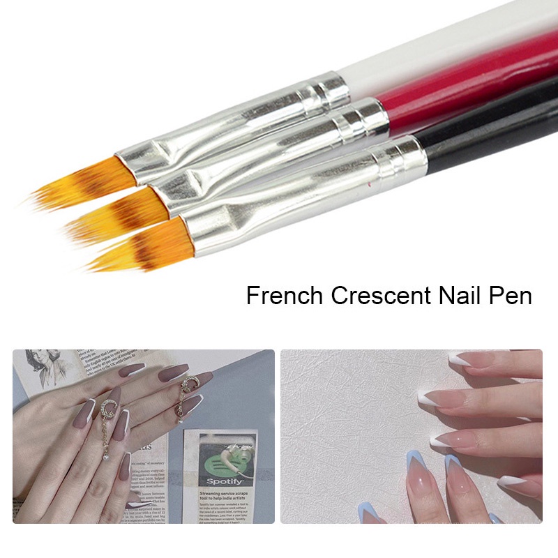 1pc Brush Pen Nail Art UV Gel Gradasi Gagang Kayu Hitam Merah Untuk Manicure