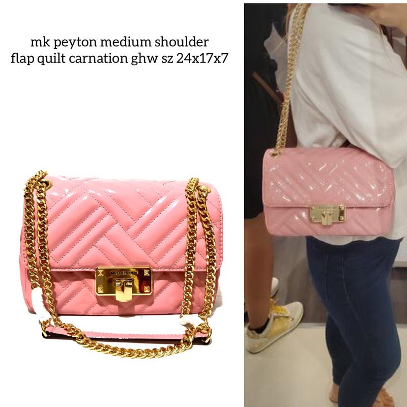 tas michael kors peyton medium shoulder flap carnation