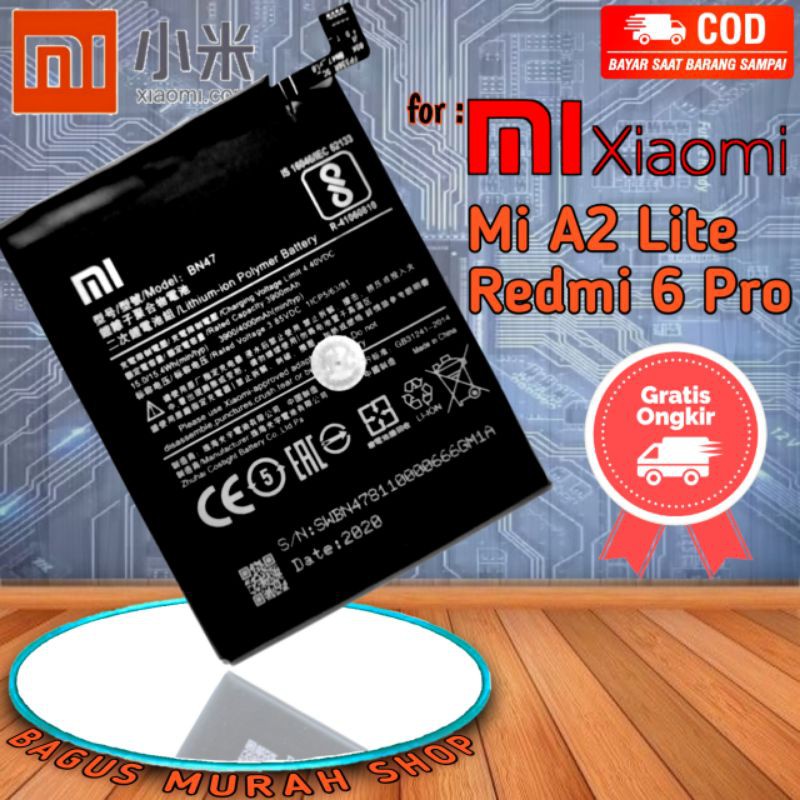 BATERAI BATTERY HP REDMI 6 PRO / BATRE REDMI 6PRO / MI A2 LITE BN 47 / BATRAI BN47