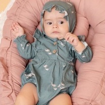 Bohopanna Long Ara Bodysuit - Jumper Bodysuit Anak Perempuan 0-6, 6-12 bulan, 1, 2 tahun Boho Baby Bohobaby