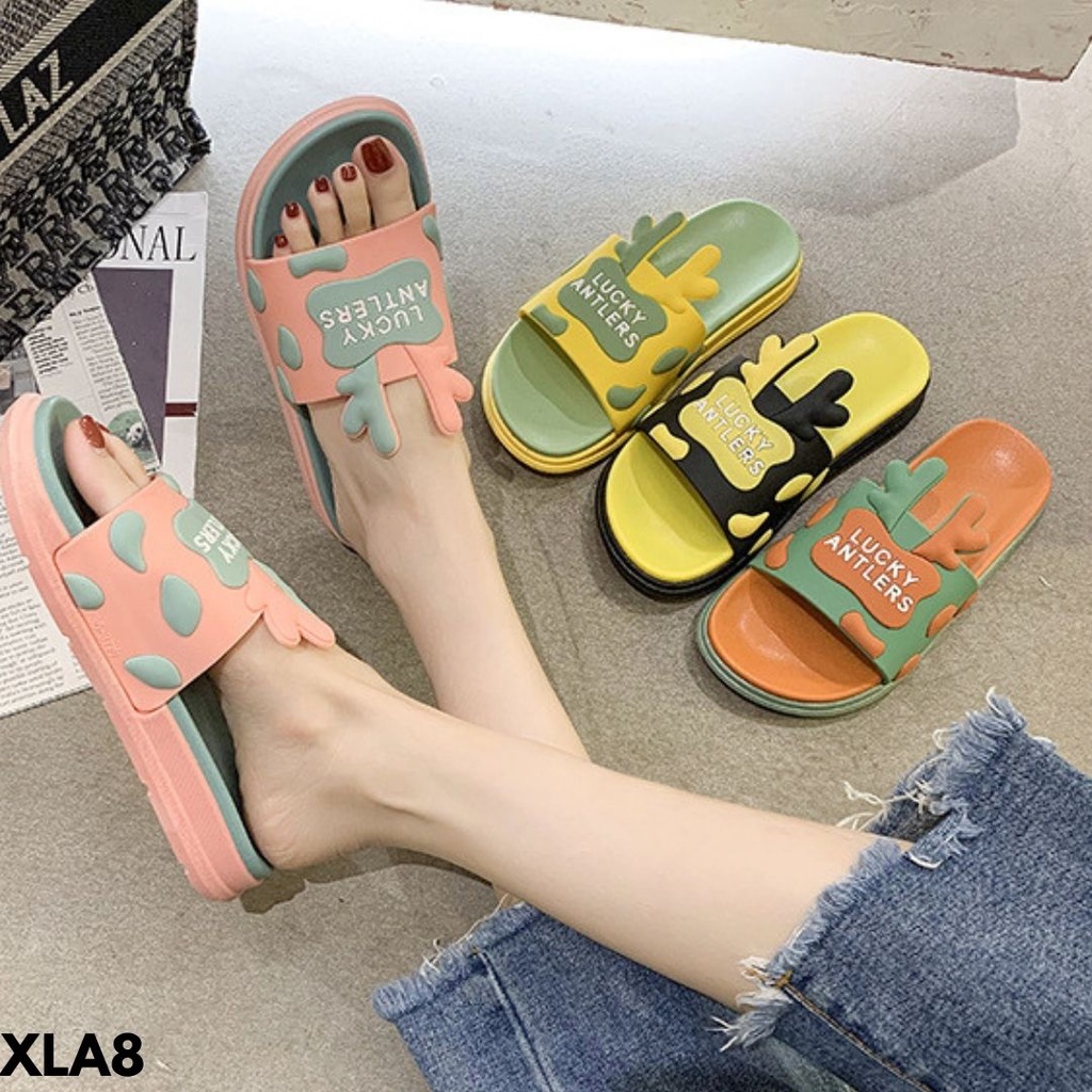 SANDAL WANITA SELOP KEKINIAN MOTIF GEMESIN CAKEP BAHAN RUBBER IMPORT LA8
