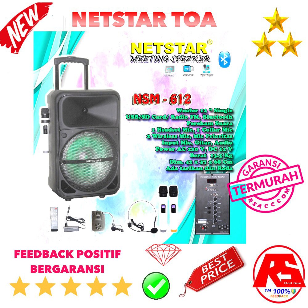 SPEAKER PA NETSTAR TOA MEETING 12 BLUEOOTH WOOFER HD
