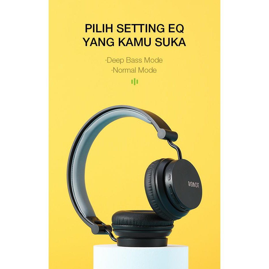 Headphone Bluetooth 5.0 ROBOT H10 Wireless Subwoofer Headset - Garansi Resmi 1 Tahun