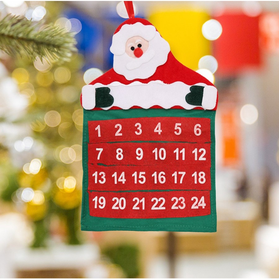 XKNA kalender natal flanel christmas calendar countdown hiasan dekoras