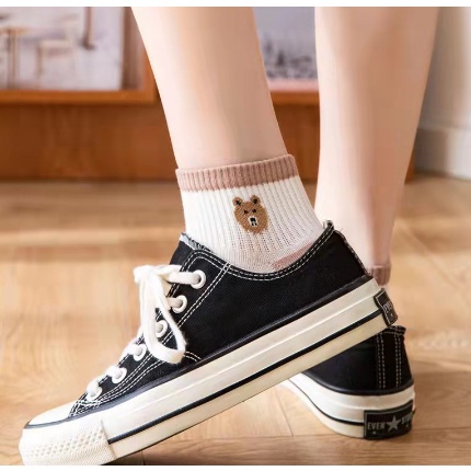 Kaos Kaki Wanita Motif Bear Fashion Korea Kaos Kaki Pendek Wanita Ankle Socks