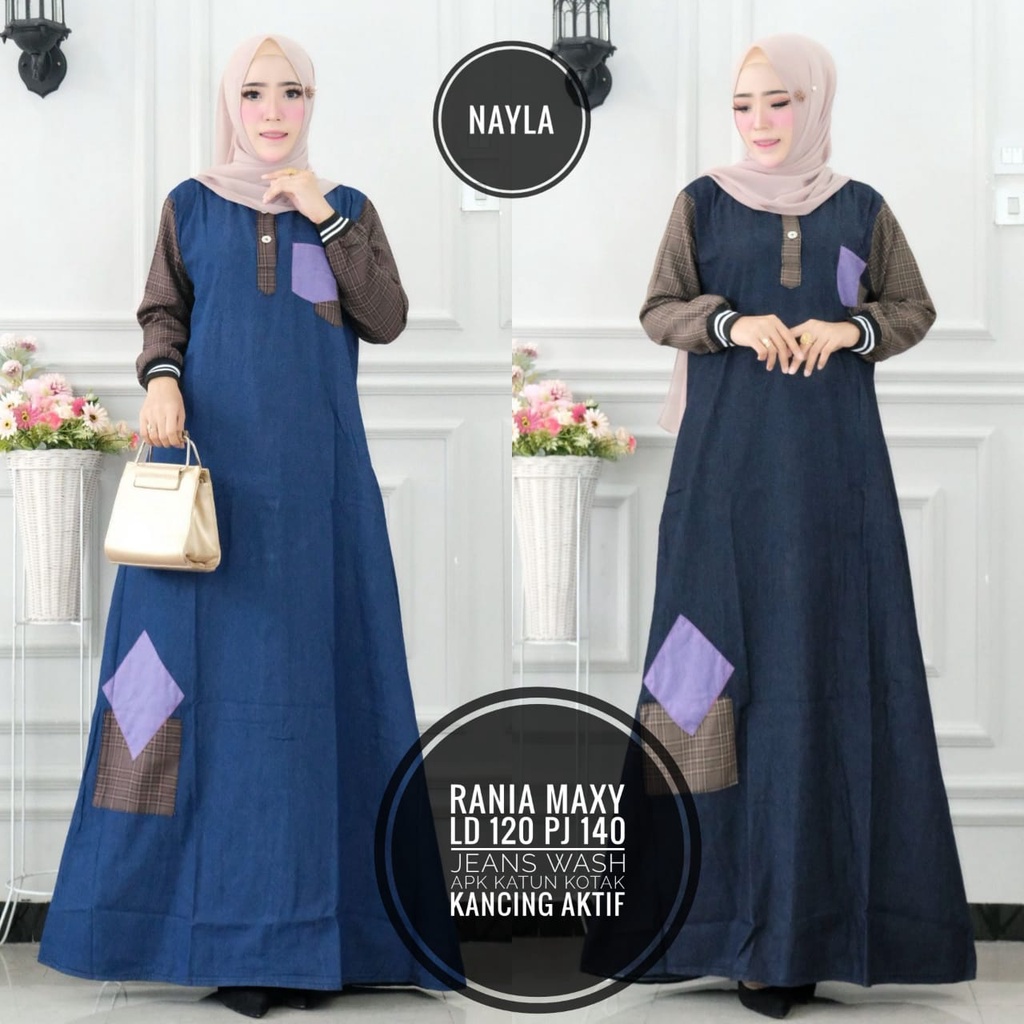 GAMIS JUMBO LD 120 JEANS WASH SIZE XXL - XXXL PANJANG 140 ORIGINAL GWLD