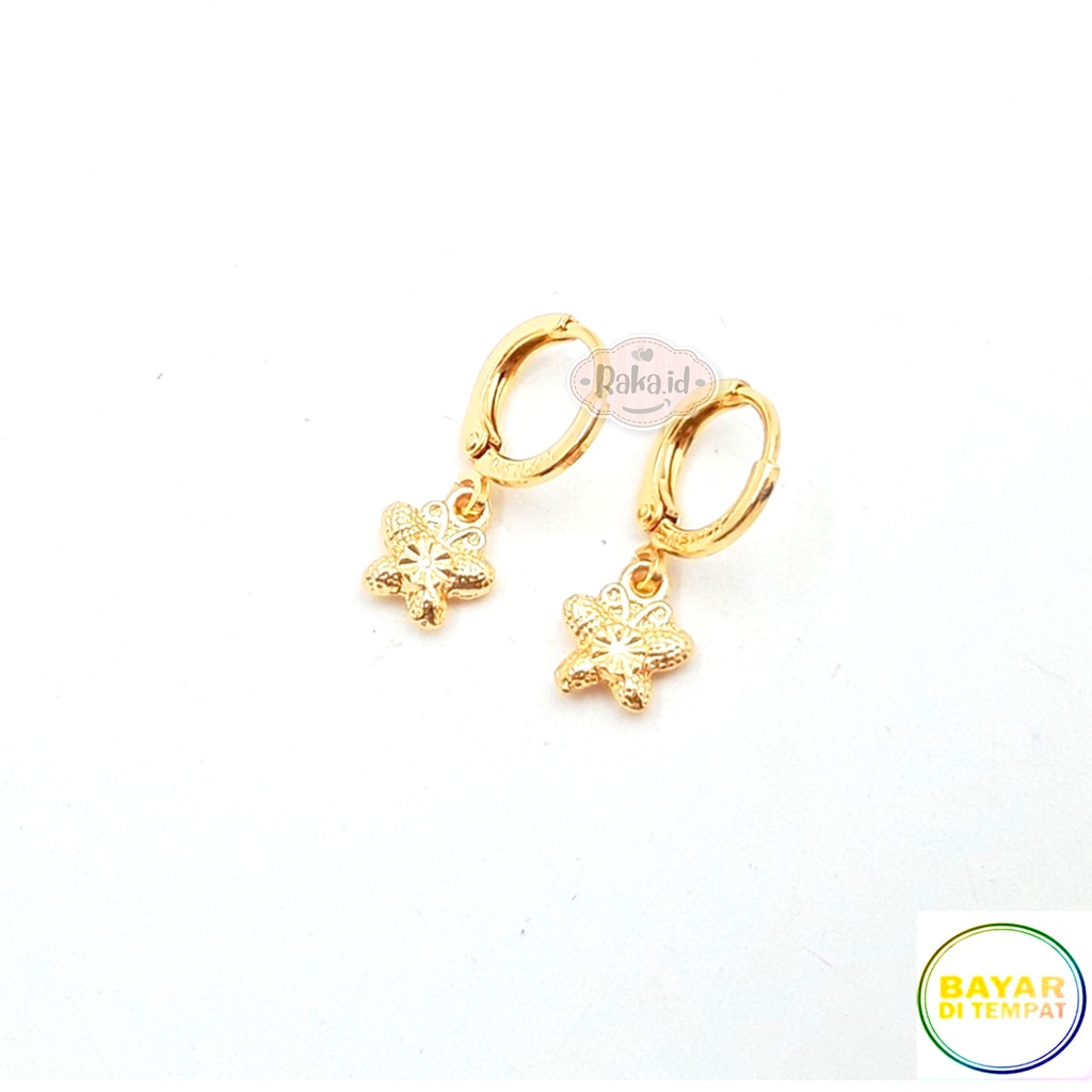 Anting Clip / Klip Kupu Kupu Bulat Gold Perhiasan Aksesoris Wanita 906