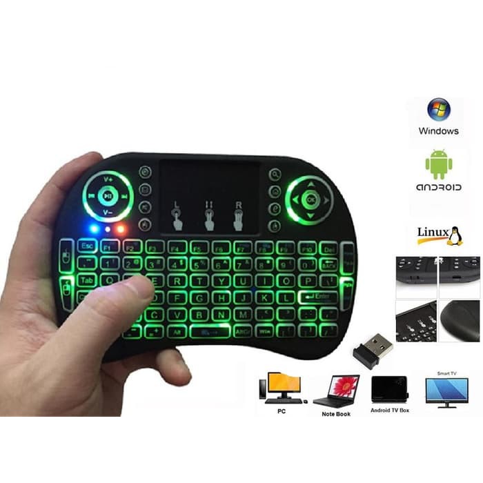 Keyboard Mouse Mini Wireless Touchpad Backlight Rainbow -Mediatech