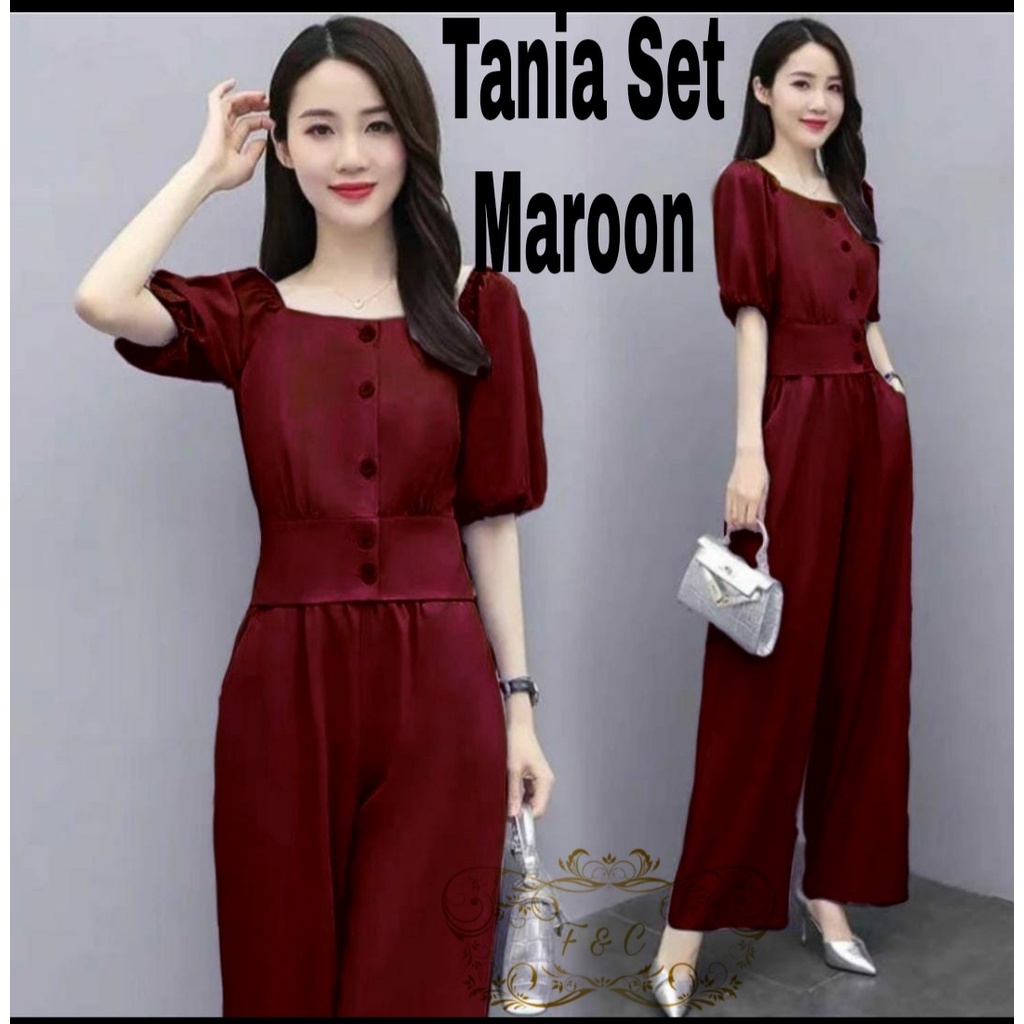 Setelan Celana Kulot Wanita/ Set TANIA Lengan Pendek