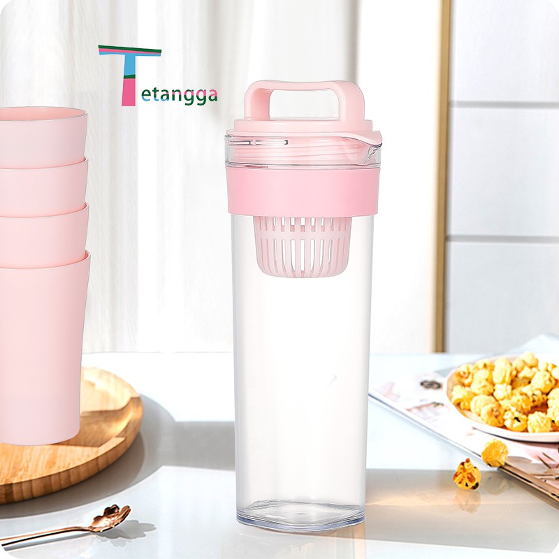 Teko Set 5 In 1 /Travel Cup/Water Mug / Cangkir Air Warna Warni / Teko plastik Ada 4 pcs cangkir