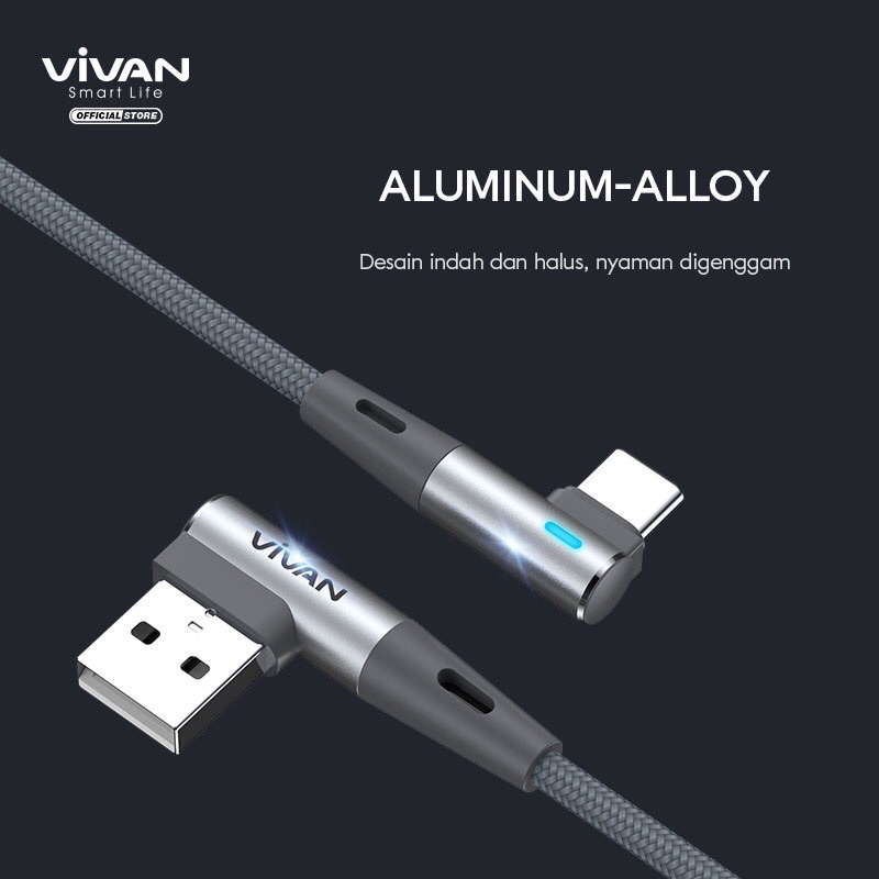 VIVAN BWC-100S Kabel Type C Kabel Data Fast Charging 3A Gaming Siku Panjang 1M - Garansi 1 Tahun