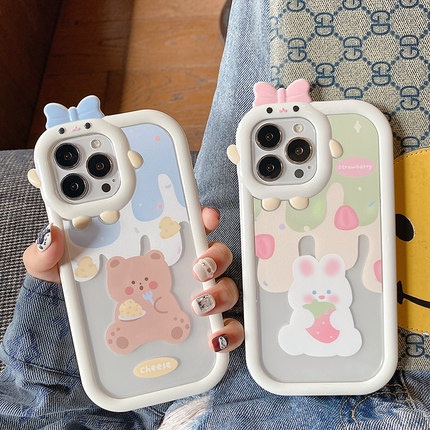 Ins Casing iPhone 14 14pro 14max 14prm 13 13pro 13prm 11 6splus 7Plus 8Plus Xr XS 13 12pro Max Motif Beruang Shockproof