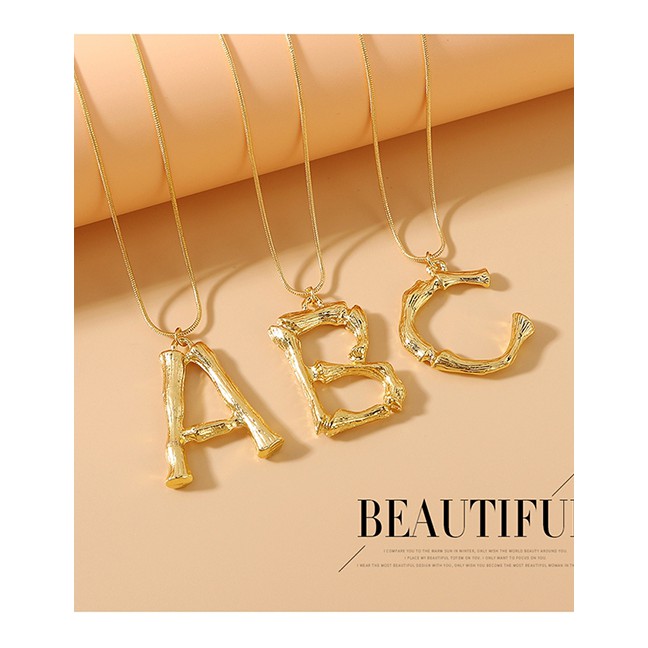 LRC Anting Tusuk Fashion Golden Alphabet A-NGeometric shaped Alloy Earrings Y64267