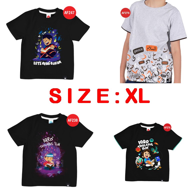 Kaos Afrakids Laki-laki Size XL / Kaos Anak Muslim  SIZE XL (untuk size S, M, L &amp; XXL ada di etalase yang berbeda)