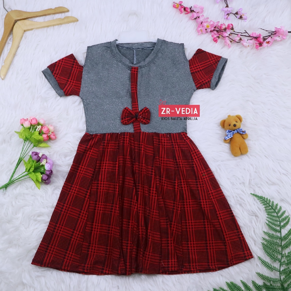 Dress Sabrina Rempel Uk 4-5 Tahun / Dres Anak Perempuan Import Murah Adem Girl Grosir Baju Rempel