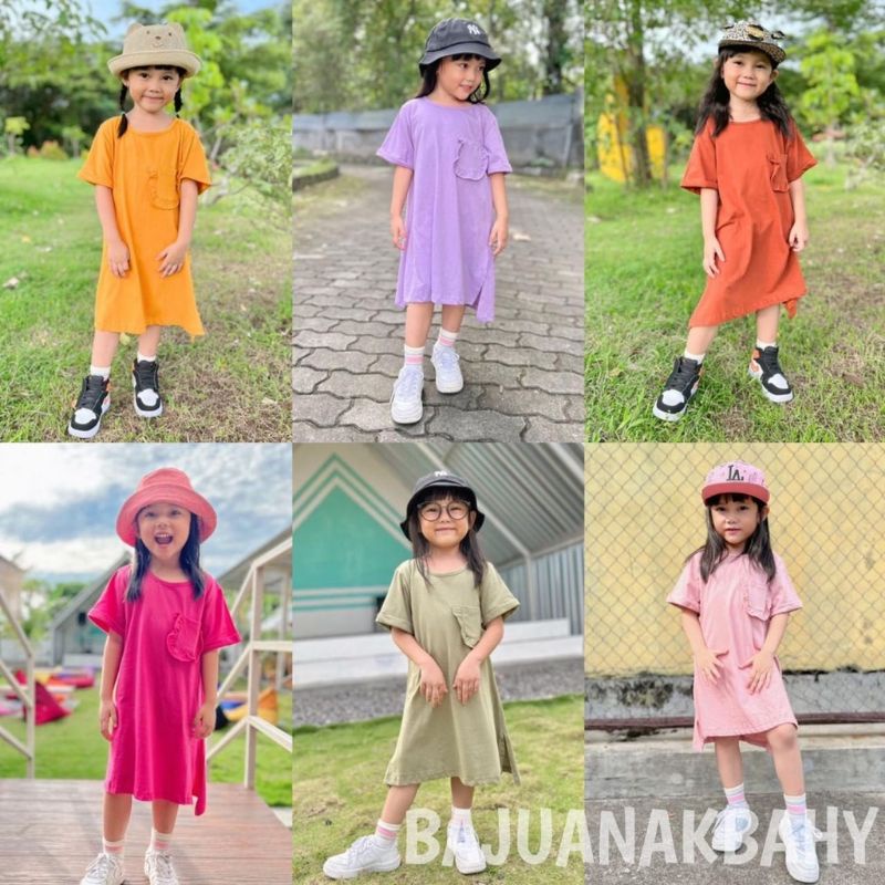 dress anak Lucuna/ dress kaos anak/ baju anak cewe/ baju rumahan anak