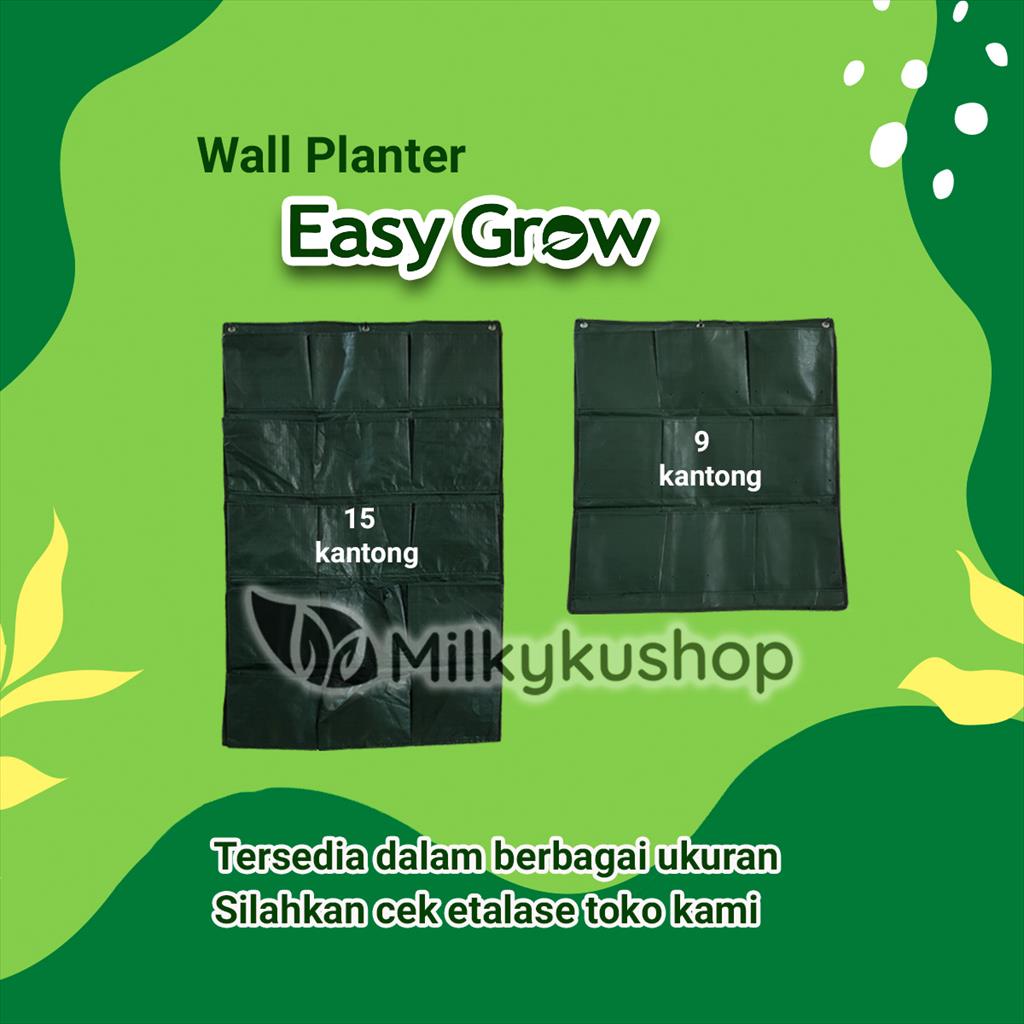 WALL PLANTER BAG EASY GROW 9 KANTONG - HIJAU VERTICAL GARDEN POCKETS