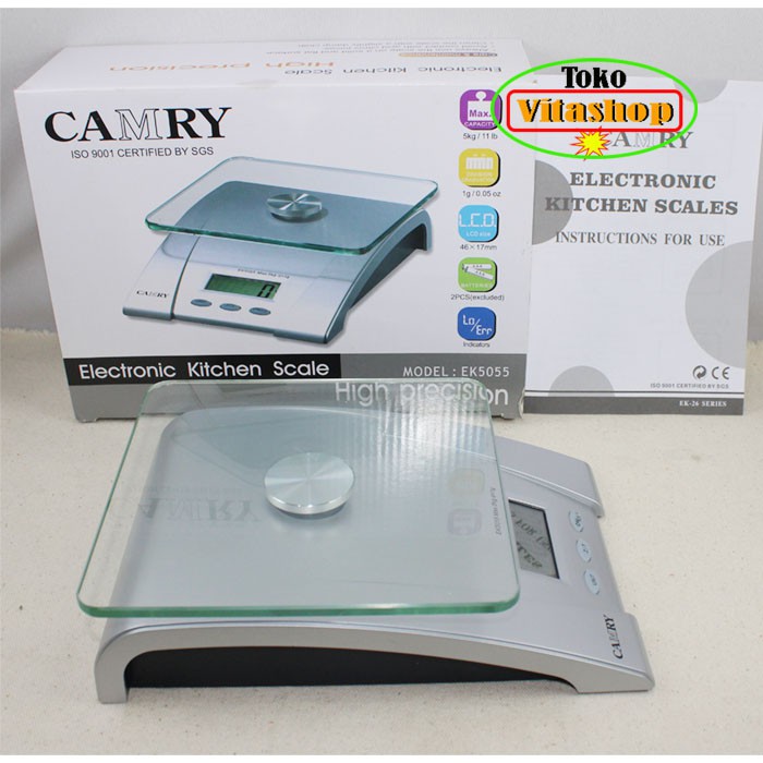 CAMRY EK-5055 Timbangan Digital / Timbangan Dapur Kaca 5KG