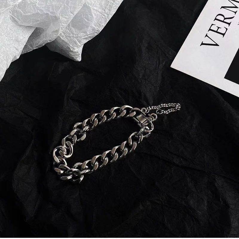 Gelang Rantai Bahan Stainless Steel Gaya Hip Hop Untuk Pria Dan Wanita